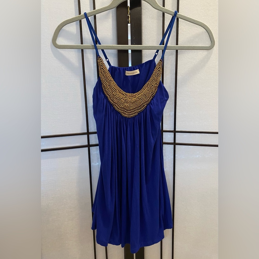 Phanuel Blue Top with Gold Accent